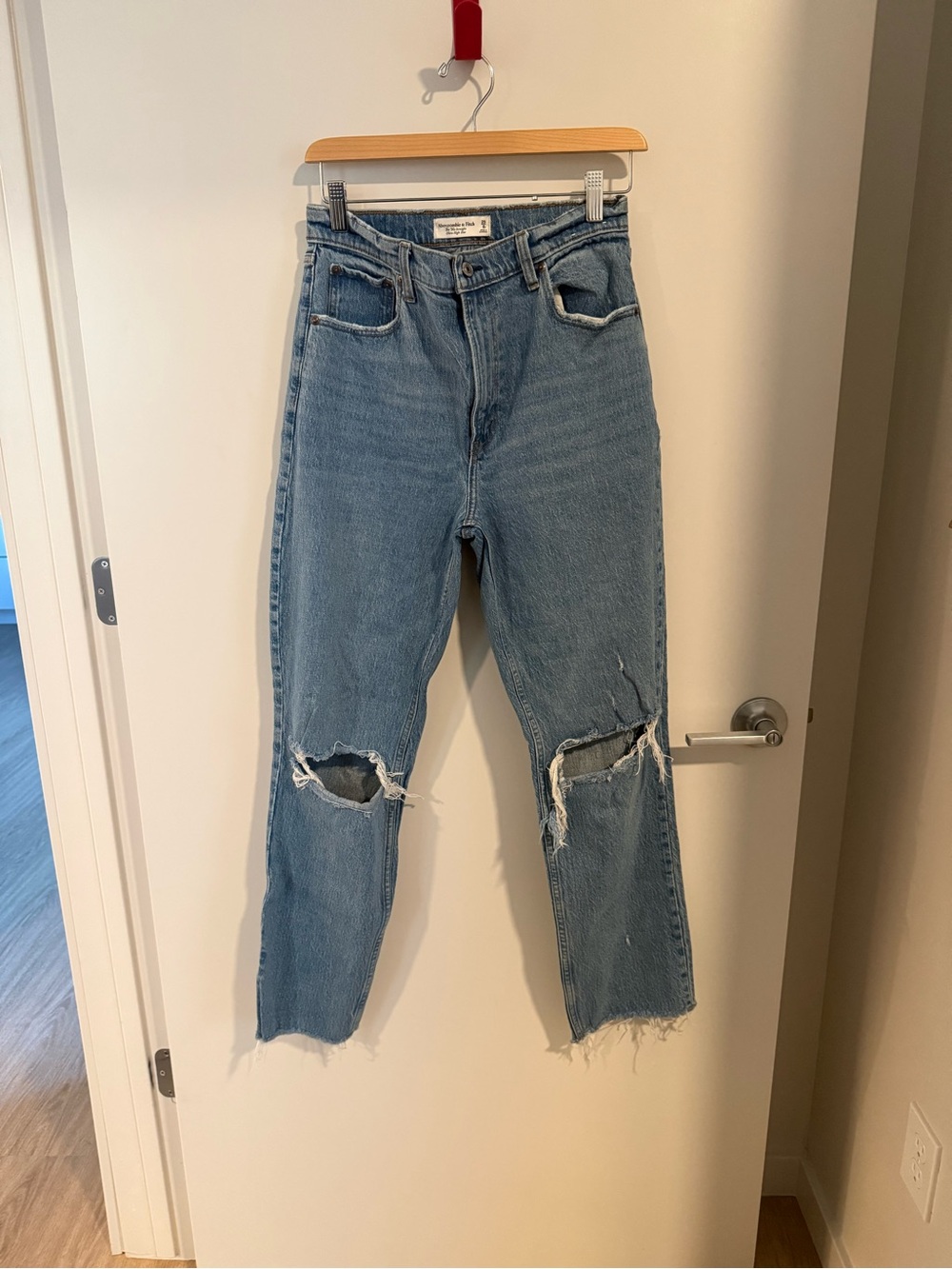 Abercrombie & Fitch Light Blue Ripped Straight Jeans